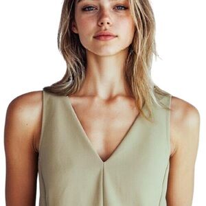 Anne Taylor khaki belted sleeveless top